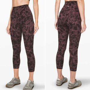 Lululemon align crop mini dusk floral antique bark black